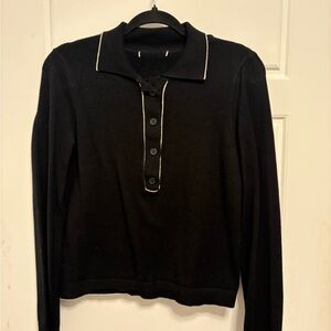 Black Long Sleeve Polo Sweater